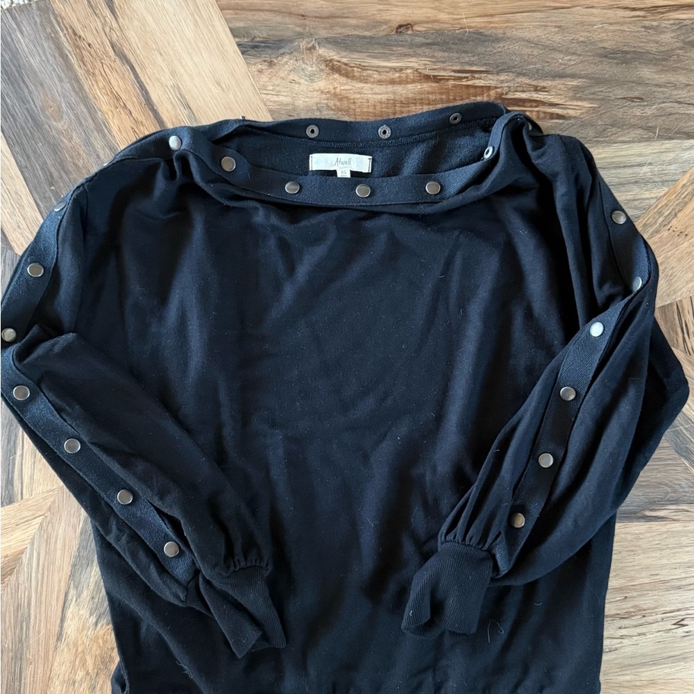 Black Long Sleeve Top with Button Accents